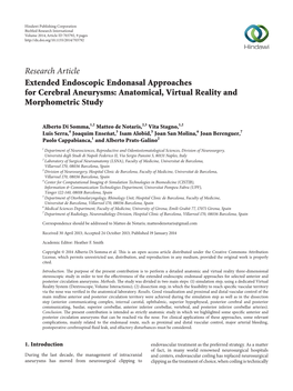 Extended Endoscopic Endonasal Approaches for Cerebral Aneurysms: Anatomical, Virtual Reality and Morphometric Study