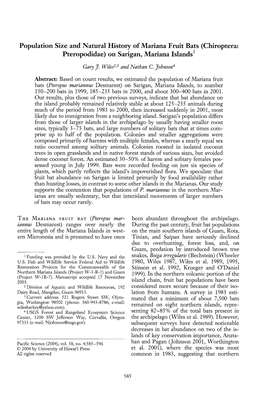 Population Size and Natural History of Mariana Fruit Bats