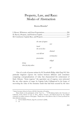 Property, Law, and Race: Modes of Abstraction