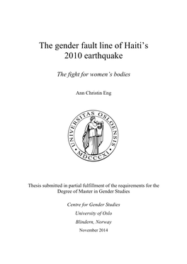 The Gender Fault Line of Haiti's 2010 Earthquake