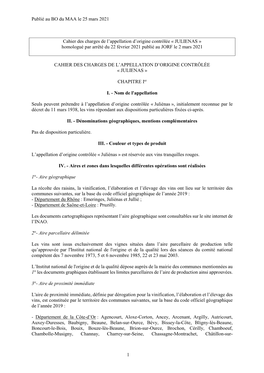 Publié Au BO Du MAA Le 25 Mars 2021 1 Cahier Des Charges De L