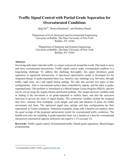 Traffic Signal Control with Partial Grade Separation for Oversaturated Conditions