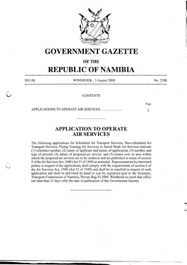 Government Gazette Republic of Namibia