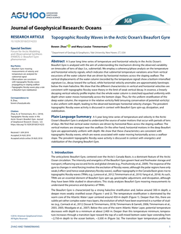 Topographic Rossby Waves in the Arctic Ocean's Beaufort Gyre