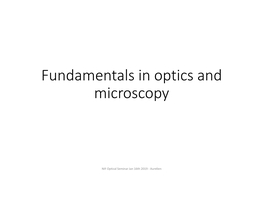 Seminar Series About Optics and Microscopy