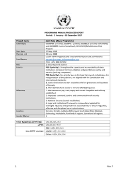 1 Rev. 7 Project Name Joint Rule of Law Programme Total Budget As