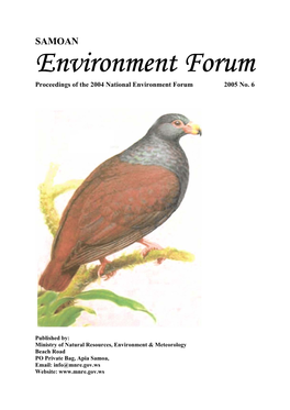 SAMOAN Environment Forum Proceedings of the 2004 National Environment Forum 2005 No