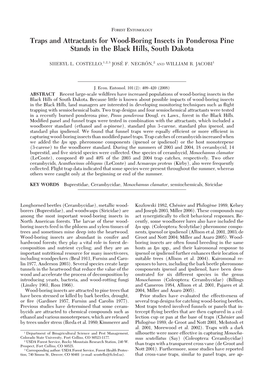 Traps and Attractants for Wood-Boring Insects in Ponderosa Pine Stands in the Black Hills, South Dakota