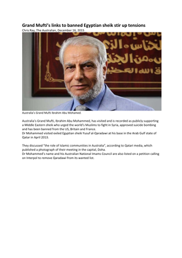 Grand Mufti's Links to Banned Egyptian Sheik Stir up Tensions