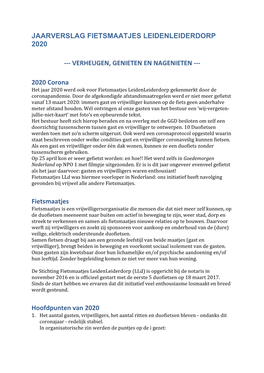 Jaarverslag Fietsmaatjes Leidenleiderdorp 2020