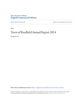 Town of Readfield Annual Report 2014 Readfield, Me