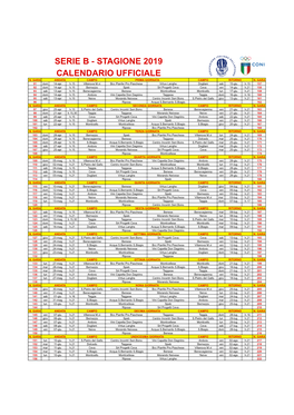 Serie B - Stagione 2019 Calendario Ufficiale N