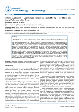 In Vitro Evaluation of Commercial Fungicides Against Some of the Major Soil Borne Pathogens of Soybean