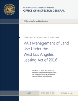 VA's Management of Land Use Under the West Los Angeles Leasing Act