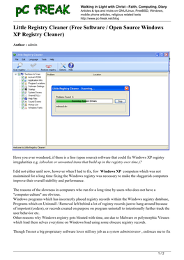 Little Registry Cleaner (Free Software / Open Source Windows XP Registry Cleaner)