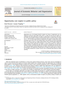 Opportunity Cost Neglect in Public Policy