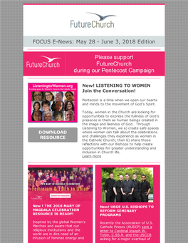 Please Support Futurechurch During Our Pentecost Campaign​​