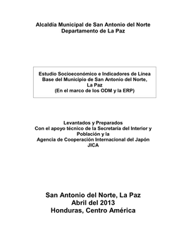 San Antonio Del Norte, La Paz Abril Del 2013 Honduras, Centro América