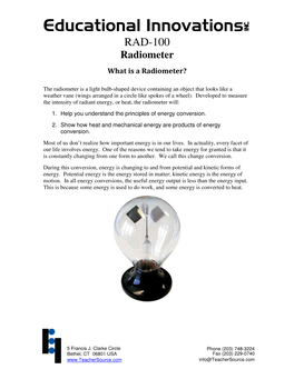 RAD-100 Radiometer What Is a Radiometer?