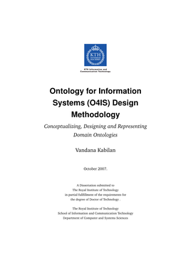 Ontology for Information Systems (O4IS) Design Methodology Conceptualizing, Designing and Representing Domain Ontologies