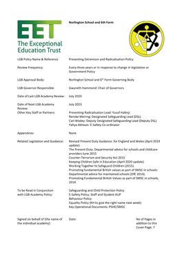 Norlington School and 6Th Form LGB Policy Name & Reference