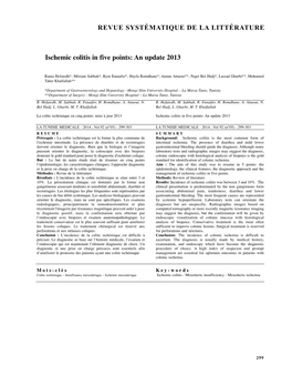 Ischemic Colitis in Five Points: an Update 2013 REVUE