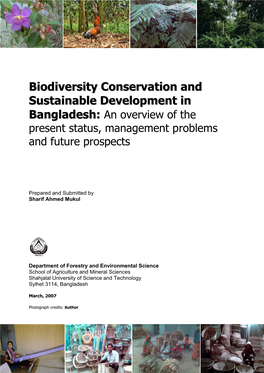 Biodiversity Conservation and Sustainable Development in Bangladesh an Overview of the Present Status, Management Problems and Future Prospects