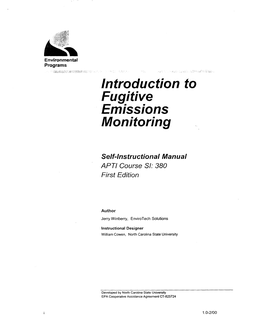 Introduction to Fugitive Emissions Monitoring