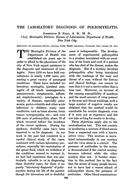 The Laboratory Diagnosis of Poliomyelitis. Josephine B