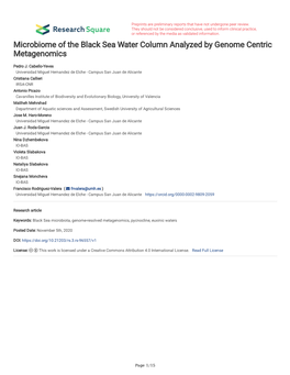 Microbiome of the Black Sea Water Column Analyzed by Genome Centric Metagenomics