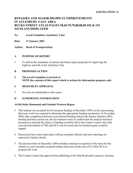 Bypasses and Major Highway Improvements in the Aylesbury Vale