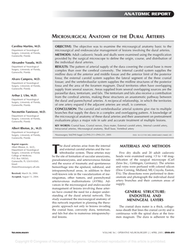 Microsurgical Anatomy of the Dural Arteries