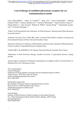 A Novel Lineage of Candidate Pheromone Receptors for Sex Communication in Moths