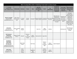 Who's Scouting Whom 2014: a Publishing Trends Guide to Literary