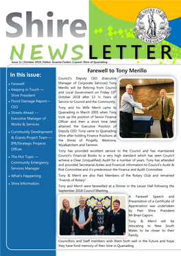 In This Issue: Farewell to Tony Merillo