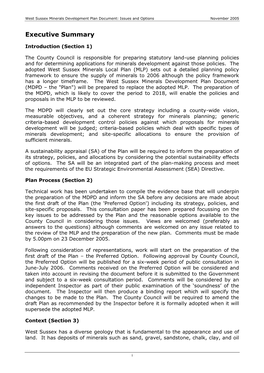 West Sussex Minerals Development Plan Document: Issues and Options November 2005