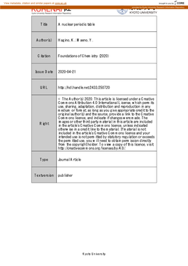 Title a Nuclear Periodic Table Author(S)