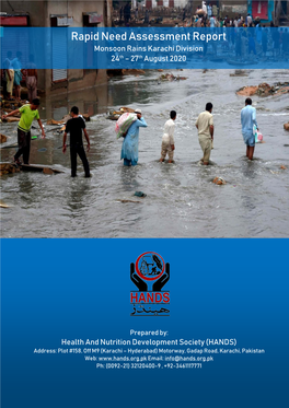 Rapid Need Assessment Report Monsoon Rains Karachi Division Th Th 24 – 27 August 2020