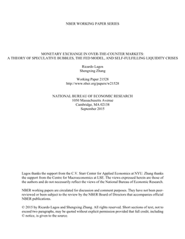 Monetary Exchange in Over-The-Counter Markets: a Theory of Speculative Bubbles, the Fed Model, and Self-Fulfilling Liquidity Crises