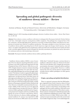 Spreading and Global Pathogenic Diversity of Sunflower Downy Mildew – Review