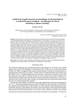 A Shift in the Trophic Structure of Assemblages of Soil Nematodes in a Central European Woodland – an Indication of a Forest Maturing Or Climate Warming?