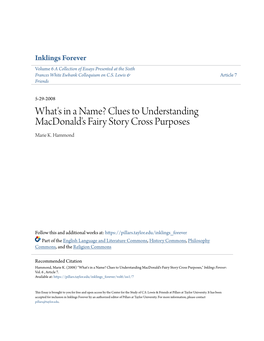 Clues to Understanding Macdonald's Fairy Story Cross Purposes Marie K