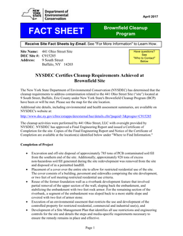 441 Ohio Street Site Cleanup Requirements Achieved and Certified