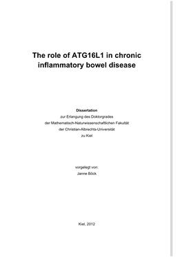 The Role of ATG16L1 in Chronic Inflammatory Bowel Disease