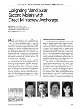 Uprighting Mandibular Second Molars with Direct Miniscrew Anchorage