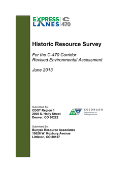 Reconnaissance Survey to Identify Any Historic Resources That May Have Become Older Than 45 Years of Age Since the Earlier Survey