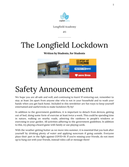 Longfield Academy Lockdown Student Newsletter May 2020