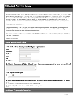 NDSA Web Archiving Survey