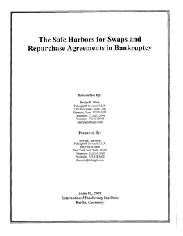 The Safe Harbors for Swaps and Repurchase Agreements in Bankruptcy