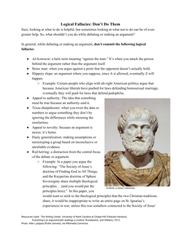 Logical Fallacies: Don’T Do Them Sure, Looking at What to Do Is Helpful, but Sometimes Looking at What Not to Do Can Be of Even Greater Help